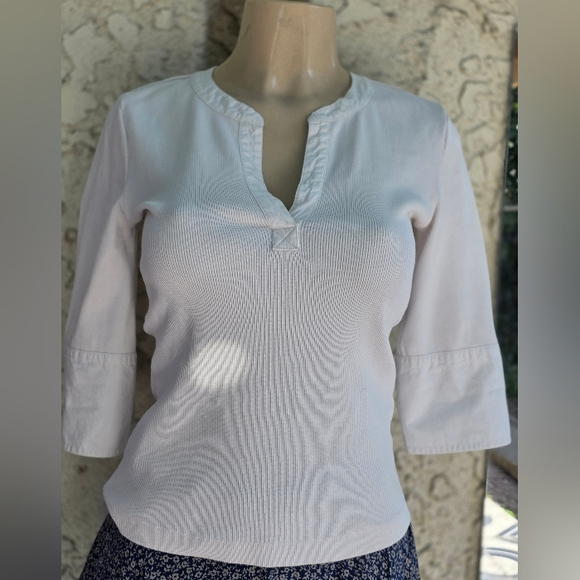 Anthropologie Cream V-Neck Blouse - Picture 1 of 2